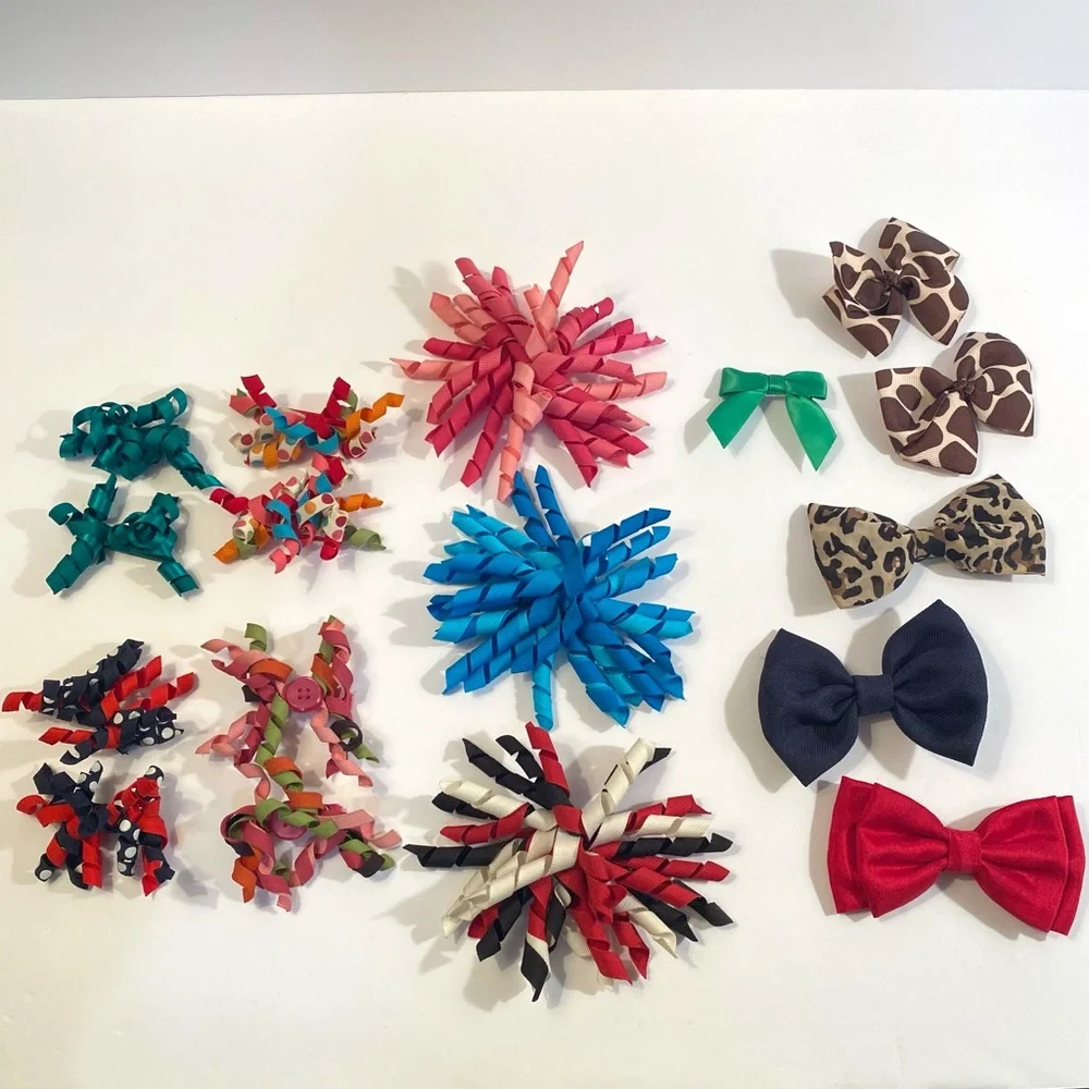 Lot of 17 Gymboree Curly Ribbon Hair Clips Barrettes and Other Hair Bow Singles